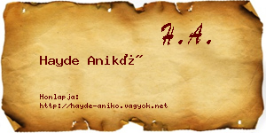 Hayde Anikó névjegykártya